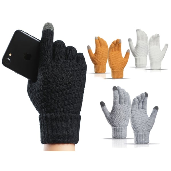 Stickade handskar Supermjuka pekskärmshandskar Vinter unisex