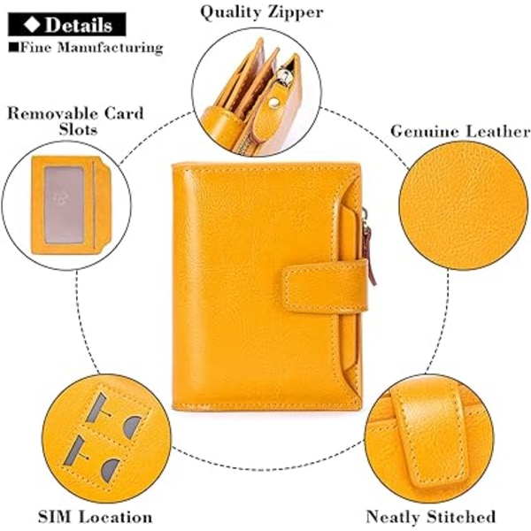 Damplånbok Smal myntplånbok i äkta läder Damplånbok med dragkedja och multi Anti RFID-blockerande korta plånböcker