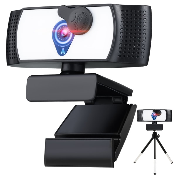 1080P webbkamera med mikrofon och ringljus Full HD
