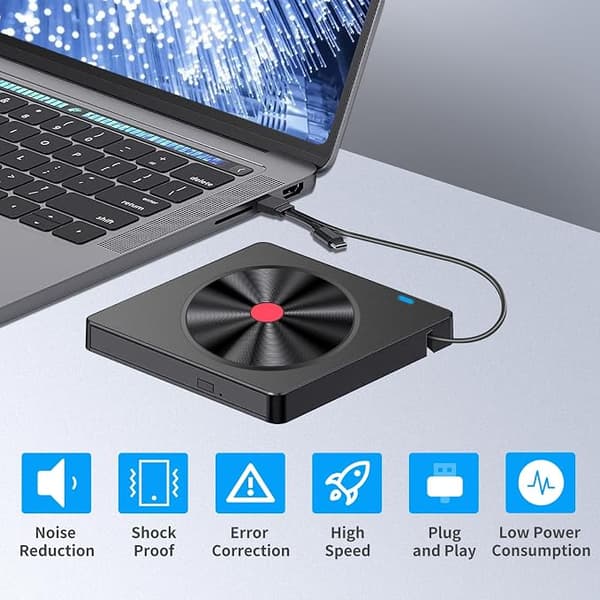 Extern CD/DVD-brännare USB 3.0 LMEN Bärbar Extern CD-R