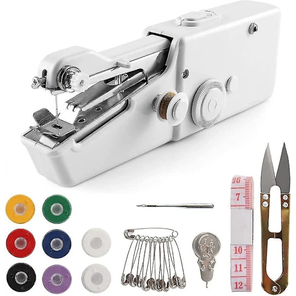 (White)Handheld Mini Sewing Machine for Quick Stitching,Portable Sewing Machine Suitable for Home,Travel and DIY