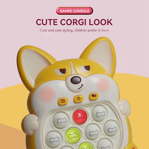 (Corgi Yellow) Valoisa Pop Fidget Sensory Toys Kädessä pidettävä peli, Push Bubble Pop Puzzle Game