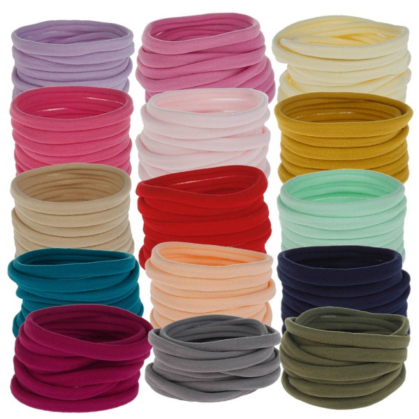 150 stycken hårband Stark nylon och gummi utan metall Hårband för kvinnor män och barn Mörka slumpmässiga färger