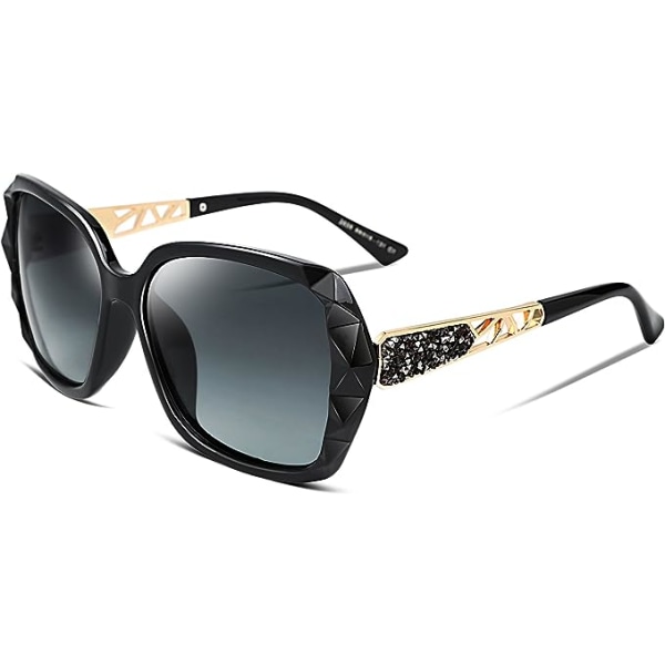 Damsolglasögon Polarized UV400 Skydd Överdimensionerade glasögon Klassiska solglasögon med stor ram Dam B2289