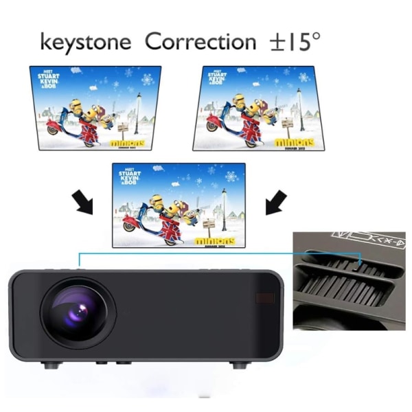LED-projektor HD 1080P, kompatibel med HDMI, USB, AV-svart
