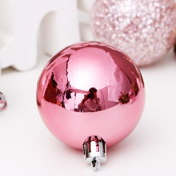 6cm, 30st rosa transparent boll set