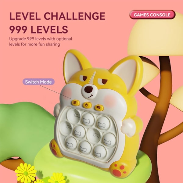(Corgi Yellow) Valoisa Pop Fidget Sensory Toys Kädessä pidettävä peli, Push Bubble Pop Puzzle Game
