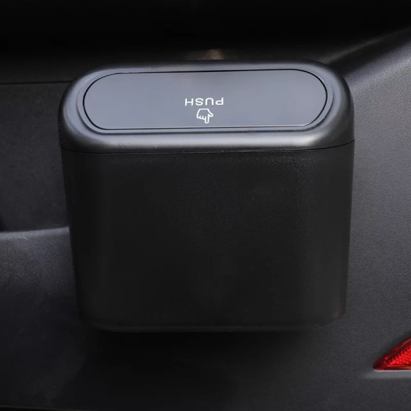 2st liten bilsoptunna Bilsoptunna med lock Vattentät bilsoptunna Bärbar hängande bilförvaringslåda för bilkontor (svart)