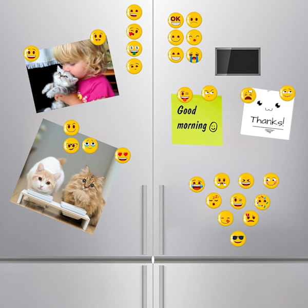 25mm Emoji-magneter Kylskåpsmagneter Whiteboard-dekoration Klassrum Diskmaskinssäker Söta och roliga Bästa presenten till pojkar och flickor (30 Em