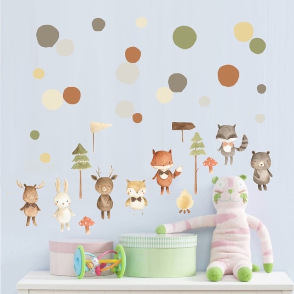 Wondever Väggdekaler Maskros Djur Väggdekor Väggmålning Djurdekaler Bear Fox for Kids Room Baby Nursery