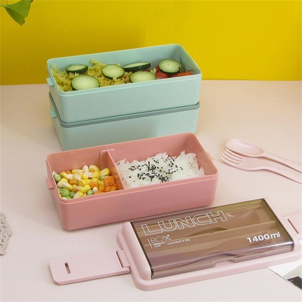 (Rosa) Lunchlåda Läcksäker matlåda med fack, perfekt för picknick eller arbete