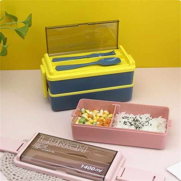 (Rosa) Lunchlåda Läcksäker matlåda med fack, perfekt för picknick eller arbete