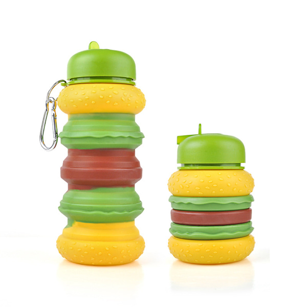 Fällbar Silikonvattenflaska för Barn (Hamburger)