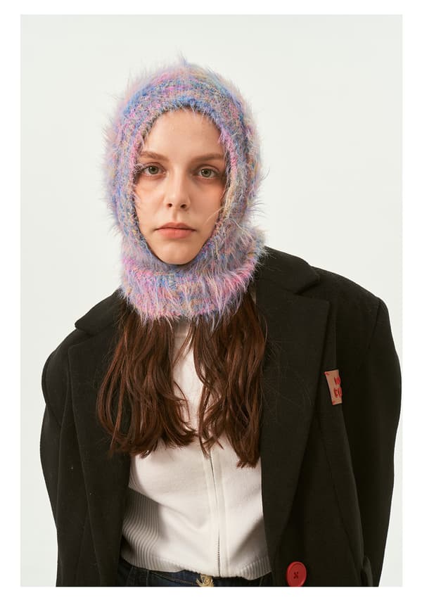 Falsk Sable Stickad Mössa - Blå, Design Niche Sektion Pullover Ull