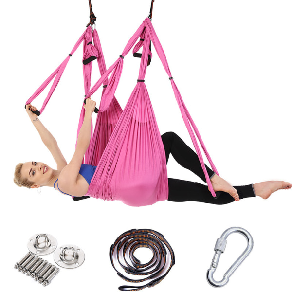 En set yoga-hängmattor, rosa