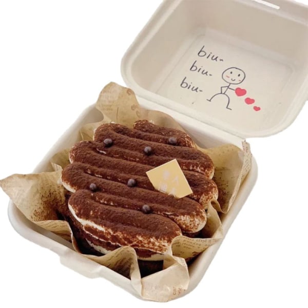 Biologiskt nedbrytbara papperslådor för engångsbruk Paket med 10 - Tårtlådor Donut Mini Tårtbakelse Dessert och pajlådor - Takeaway-förpackning