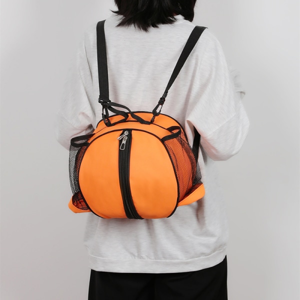 Orange basketväska för basket Fotboll Volleyboll Fotboll Fotbollsväska med mesh för vattenflaska Baskethandväska