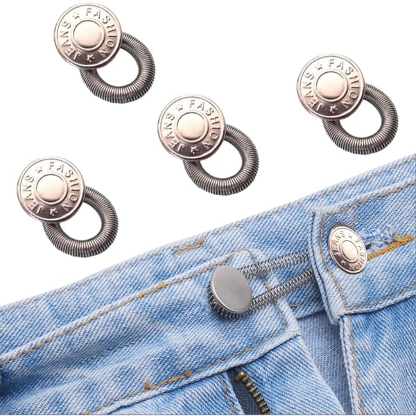 4 st Byxor midjeförlängare, justerbar jeansknapp med förlängd knapp, knappförlängare för byxor, för jeans, kragar, muddar, klänningsbyxor