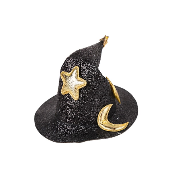 (Black) Halloween witch hat hair clip, star shaped moon hat hair clip, small hat hair clip, female hair accessory