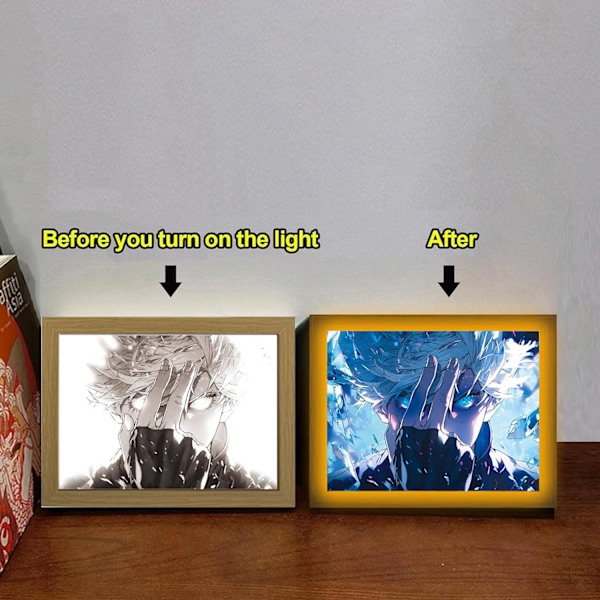 Jujutsu Kaisen Inspirerad Ljusmålning (8'') – Gojo Satoru och Geto Suguru – LED Väggdekor för Skrivbord