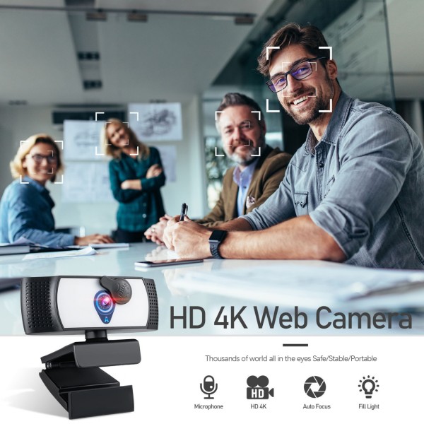 1080P webbkamera med mikrofon och ringljus Full HD