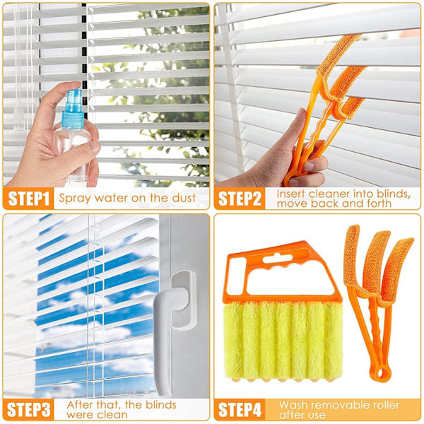 Set med 4 Venetian Blind Cleaner, Tvättsbara Fönsterblindsdammsugare Bru