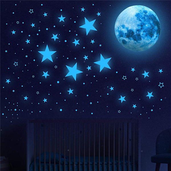 Blå-Glow in The Dark Stars for Ceiling,Glow in The Dark Stars and Moon Wall Decals, Ceiling Stars Glow in The Dark Kids