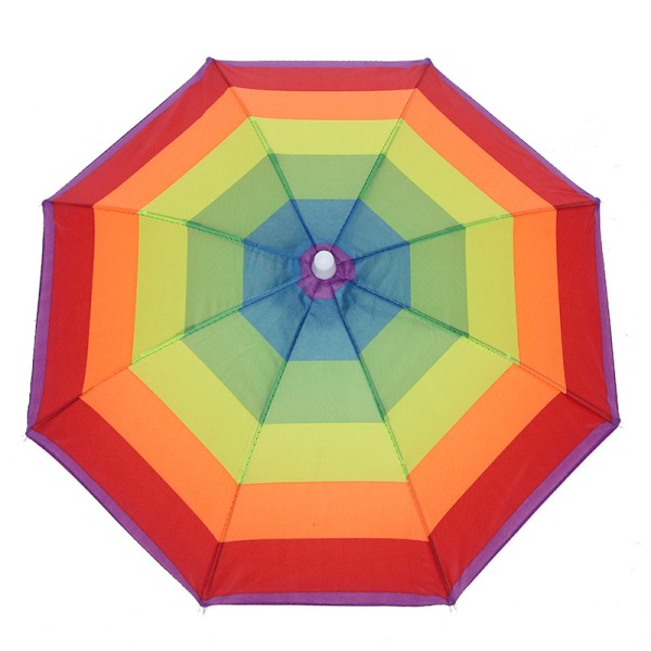 Paket med 1 hopfällbara paraplyhattar för fiske Sol Regn Fiske Handsfree Strand Färgglad regnbågskamouflage