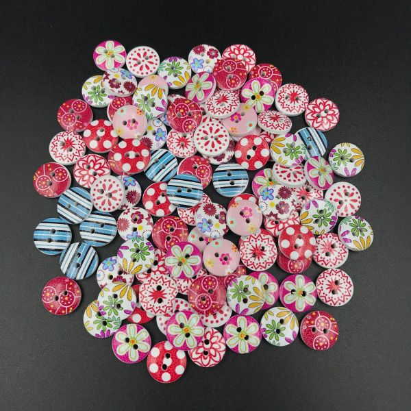 100 st rosa 15 mm handgjorda DIY-knappar