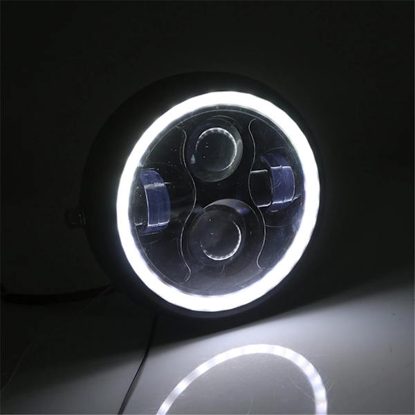 Rund 6,5 tum LED Motorcykelstrålkastare 12V Motorcykelstrålkastare Lampa Glödlampa Spotlight för Sportster Cafe Racer Bobber