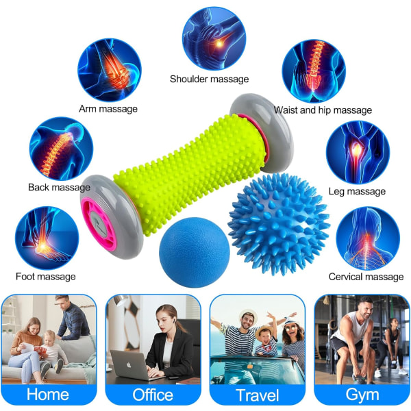 Plantar Fasciitis Massager Foot Roller & Lacrosse Ball & Spiky Massage Ball