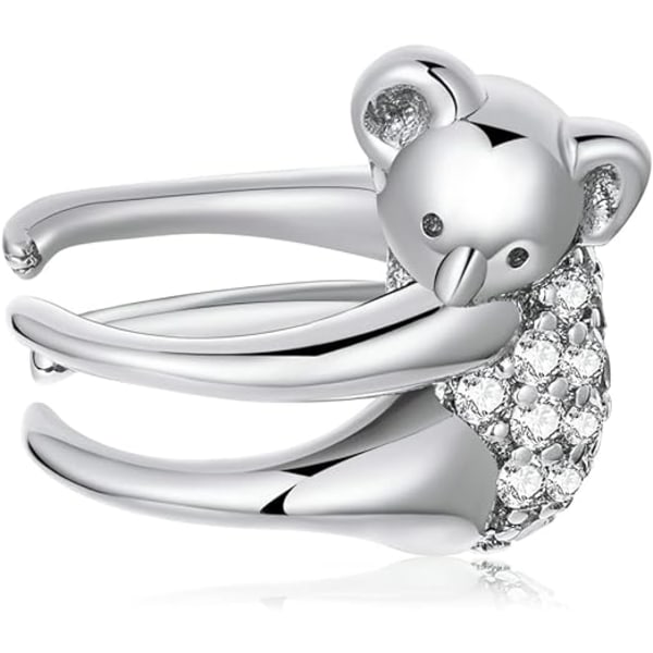 Söt Koala Öronmanschett Wrap Örhängen 925 Sterling Silver Crystal Cub