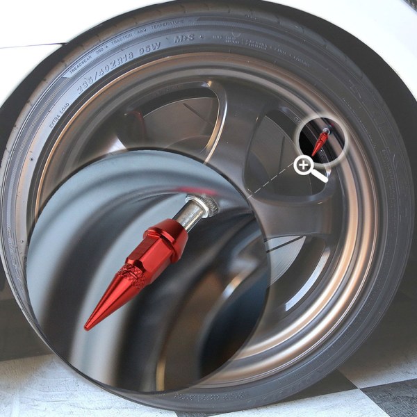 8st aluminium Cap Stamkåpor Kraftiga däckkapslar Dammtät lufttät cover för bilar SUV Lastbilar Motorcyklar Cyklar (röd svart)