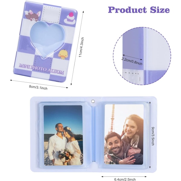 (Anka) 3 Inch Hollow Photo Albums, Mini Love Photo Album 40 Pocke