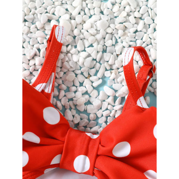 (Storlek M) Flickor Polka Dot Rygglös Rosett Bebis Baddräkt