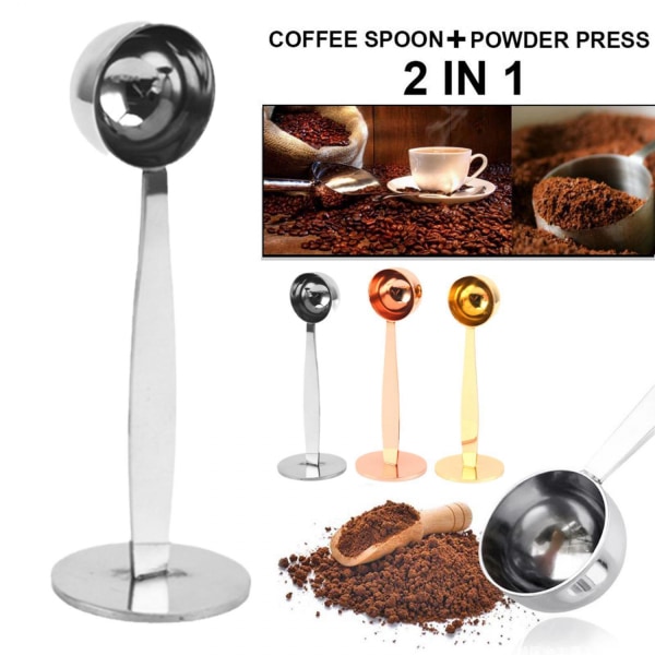 Måttsked tamper kaffe mått rostfritt stål 2-i-1