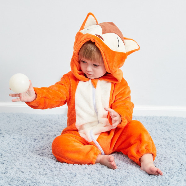 Fox barnmorgonrock, plysch badrock för baby, pojke/flicka med H