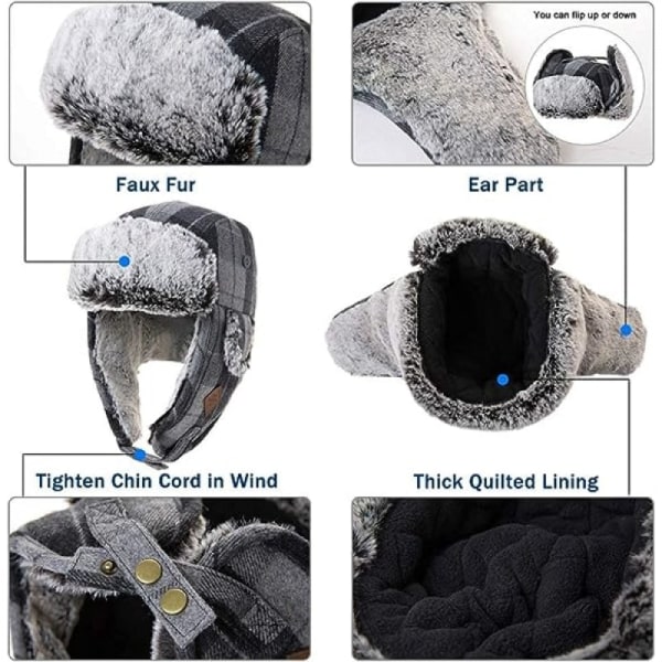 (Svartvitt) Faux Fur Catcher Hat för män