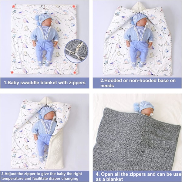 Baby Nest (Grå) Nyfödd SovSäck Sovsäck Varm Swaddle W