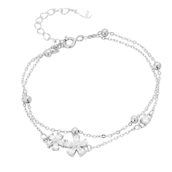 Blomdubbellagerarmband, s925, special smycke