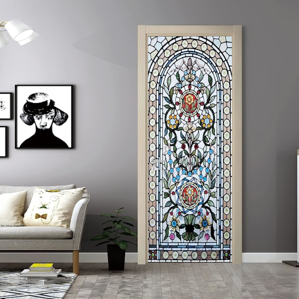 Färgglad Glasdörrdekal (77x200cm) 3D-Poster för Kök Sovrum