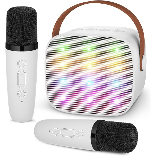 Trådlös Karaoke Mikrofon för Barn med 2 Mikrofoner (vit), Porta