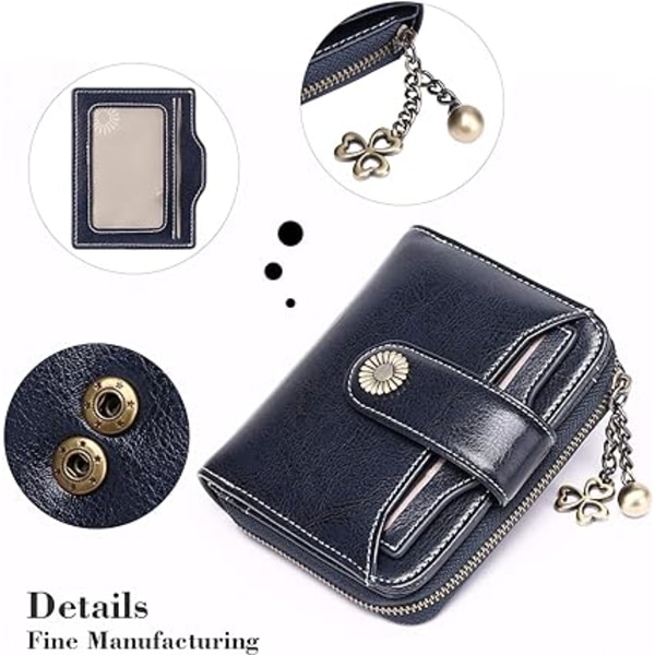 Damplånbok Kort läderväska Pengarväska Kvinnor RFID-blockerande plånbok Kvinnor Liten plånbok med dragkedja