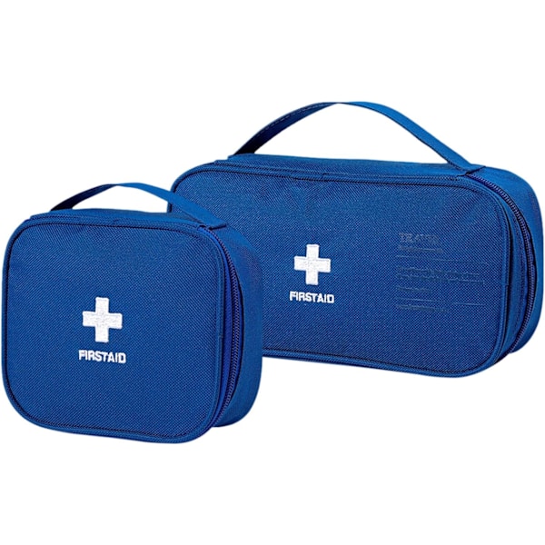 2-pack (blå) Reseväsk för medicin, tomt första hjälpen-kit, nödkit