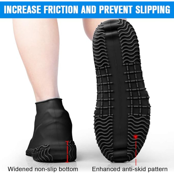 XL vattentäta skoöverdrag Återanvändbara skoöverdrag i silikon med halkfri förstärkt sula för regniga och snöiga dagar för män kvinnor