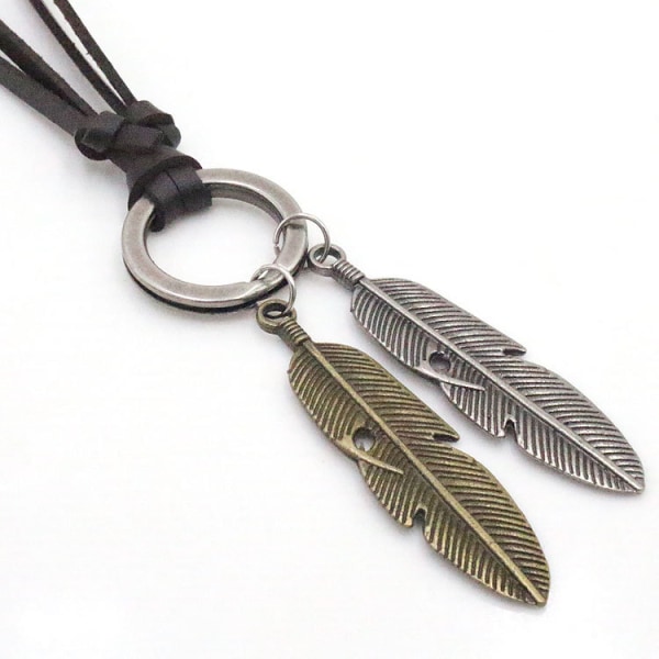 St. Läderhalsband för män Vintage Style Angel Wing Pendant Halsband Tribal  Spike Feather Halsband Justerbar kedja c76f | Fyndiq