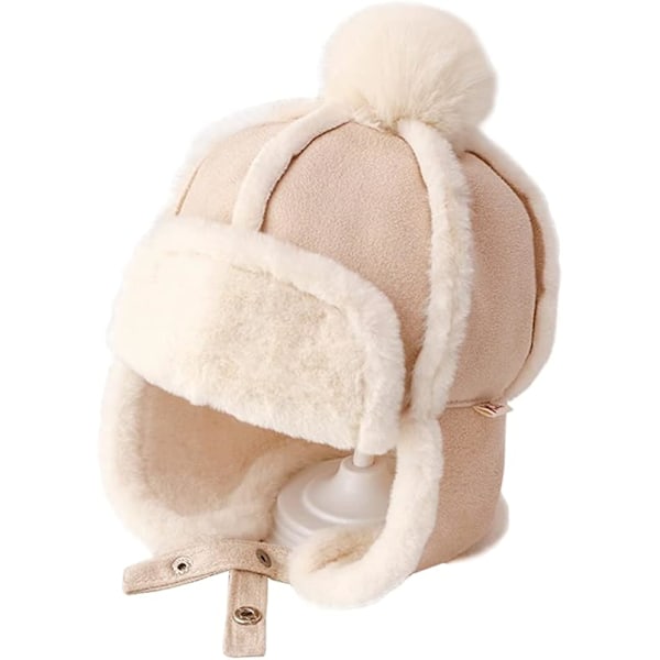 (Khaki) Baby Boys Baby Girls Ørevarmere Vinter Soldier Hat Unisex Børn Trap Hat Plys Hat Ørevarmere