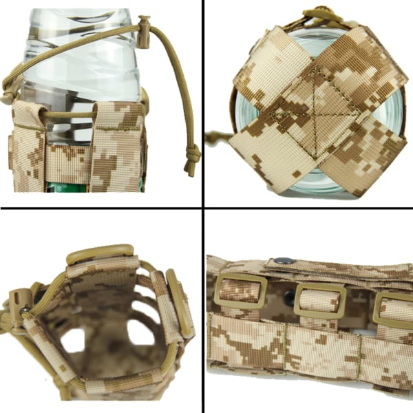 Justerbar Vattenflaska Väska 300-800ml Khaki 1st Militärstil Nylon Vattentät Axelväska Mjuk Luft Vattenflaska Bär System