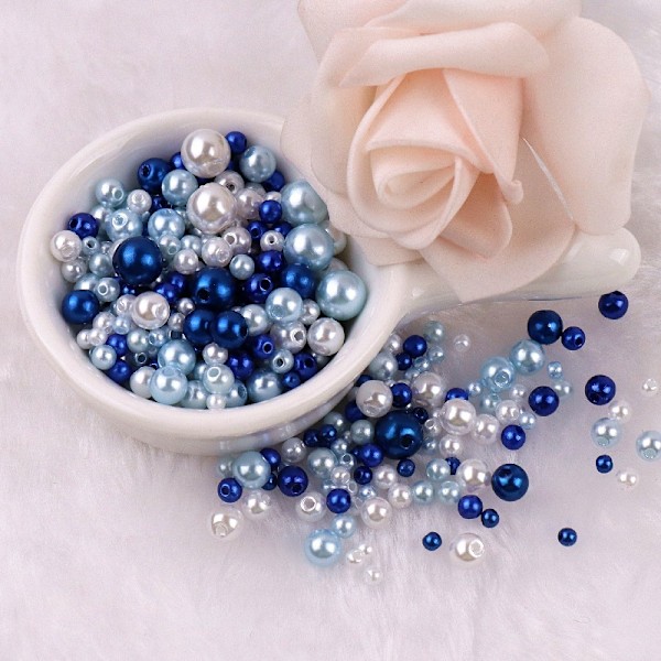 Jewelry making - Acrylic beads - 150pcs - blue - Imitation pearls