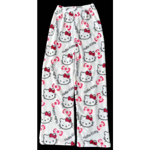 Rosa M Kawaii Pyjamas för Kvinnor och Flickor Jul Cartoon Cat All Over Print Mjuk Flanell Jul